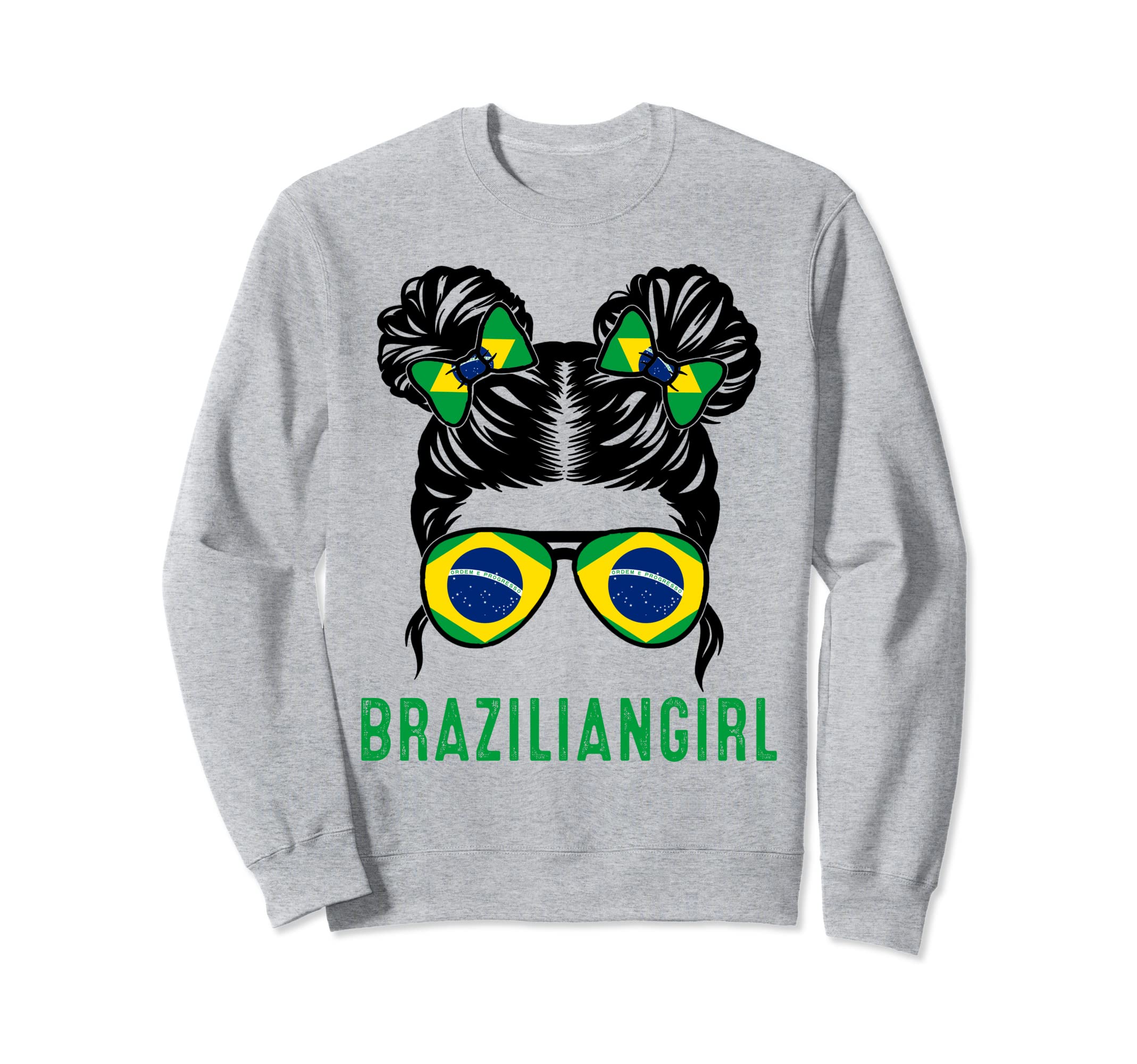 Chica Brazil Flag Brazilian Messy Sweatshirt - Unique Graphic Men Women - T-Shirt, Sweatshirt, Hoodie