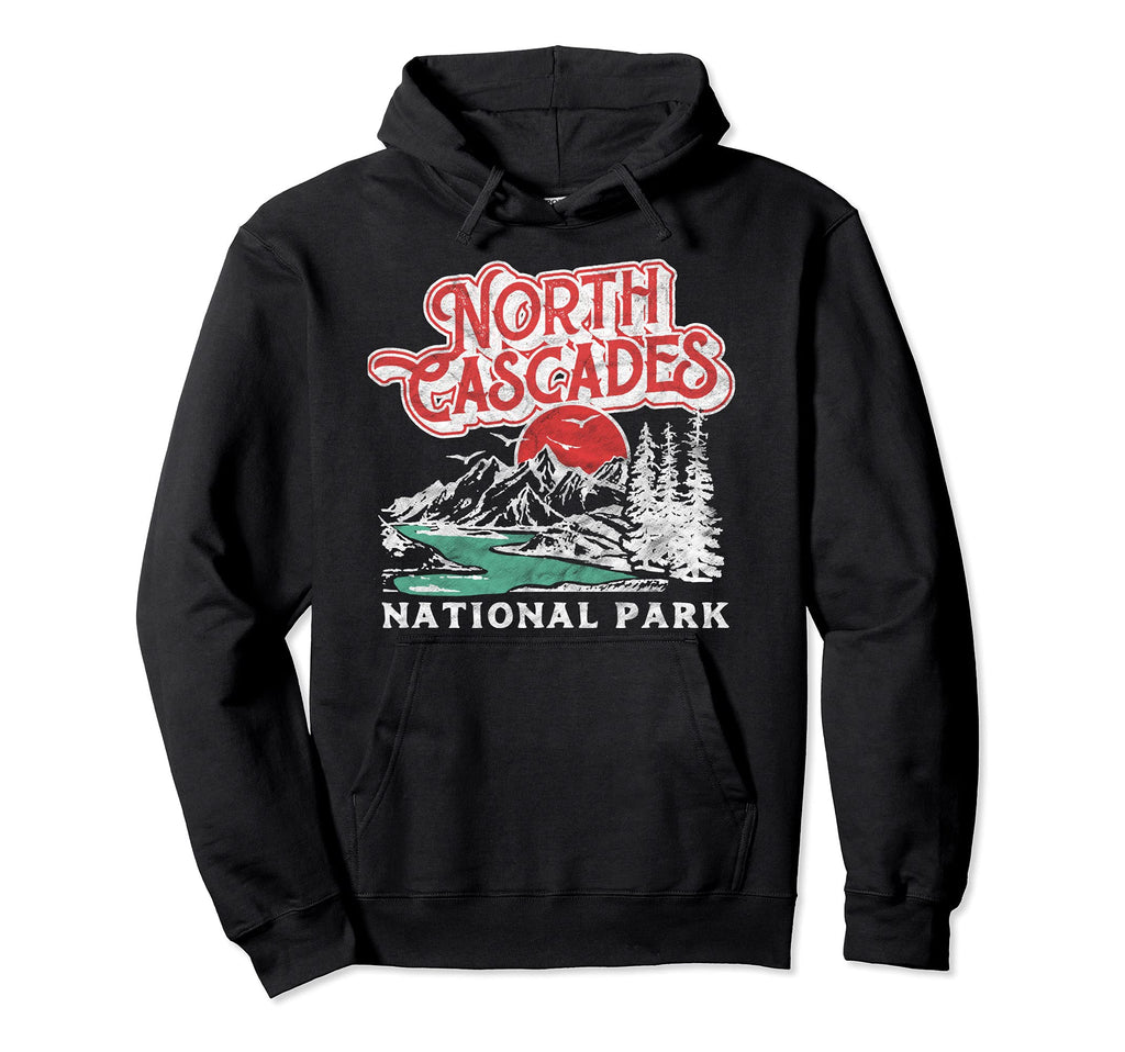 North Cascades National Park 80S Hoodie - Trendy Graphic Men Women - T-Shirt, Sweatshirt, Hoodie
