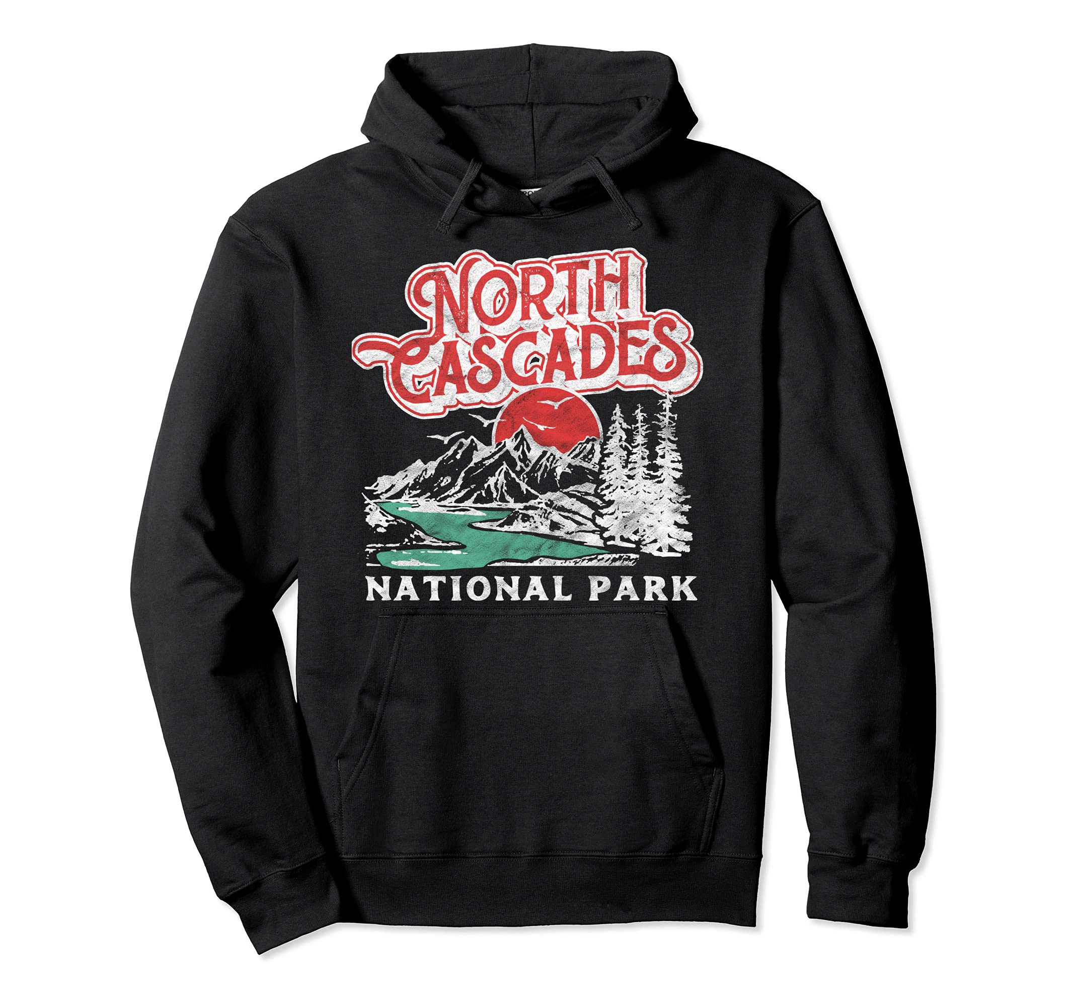 North Cascades National Park 80S Hoodie - Trendy Graphic Men Women - T-Shirt, Sweatshirt, Hoodie
