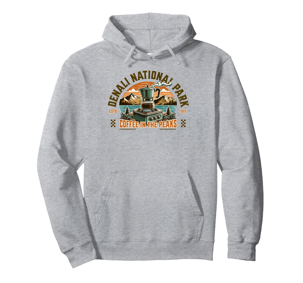 Coffee And Denali National Park Hoodie - Aesthetic Graphic for Adults - T-Shirt, Sweatshirt, Hoodie