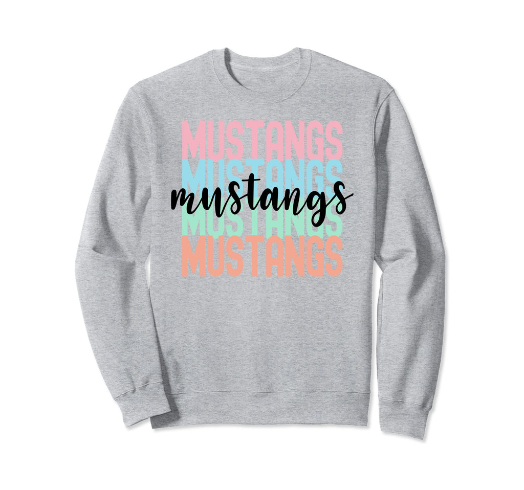 Mustangs Team Mascot School Sweatshirt - Aesthetic Graphic for Adults - T-Shirt, Sweatshirt, Hoodie