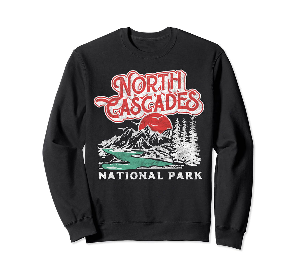 North Cascades National Park 80S Sweatshirt - Fun Novelty Design Unisex - T-Shirt, Sweatshirt, Hoodie