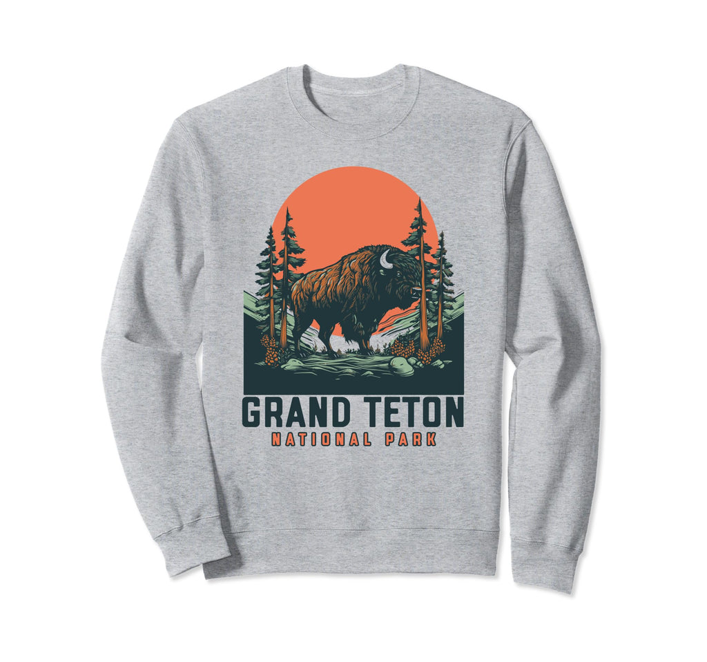 Grand Teton National Park Bison Sweatshirt - Fun Novelty Design Unisex - T-Shirt, Sweatshirt, Hoodie