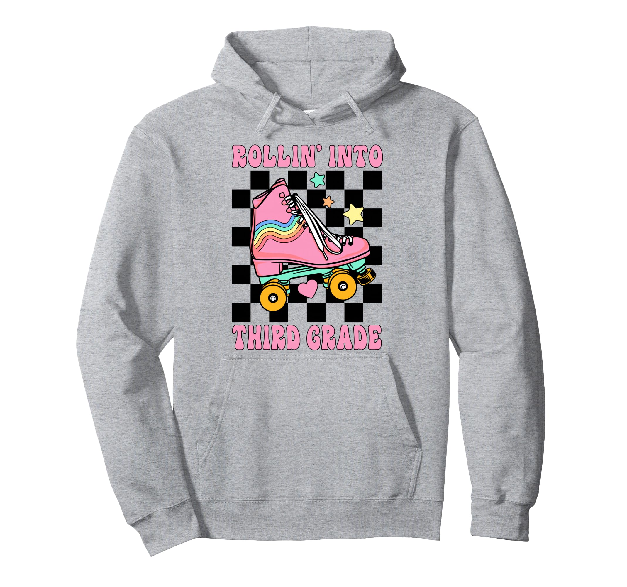 Rolling Into Third Grade Roller Skates Back Hoodie - Unique Graphic Unisex - T-Shirt, Sweatshirt, Hoodie