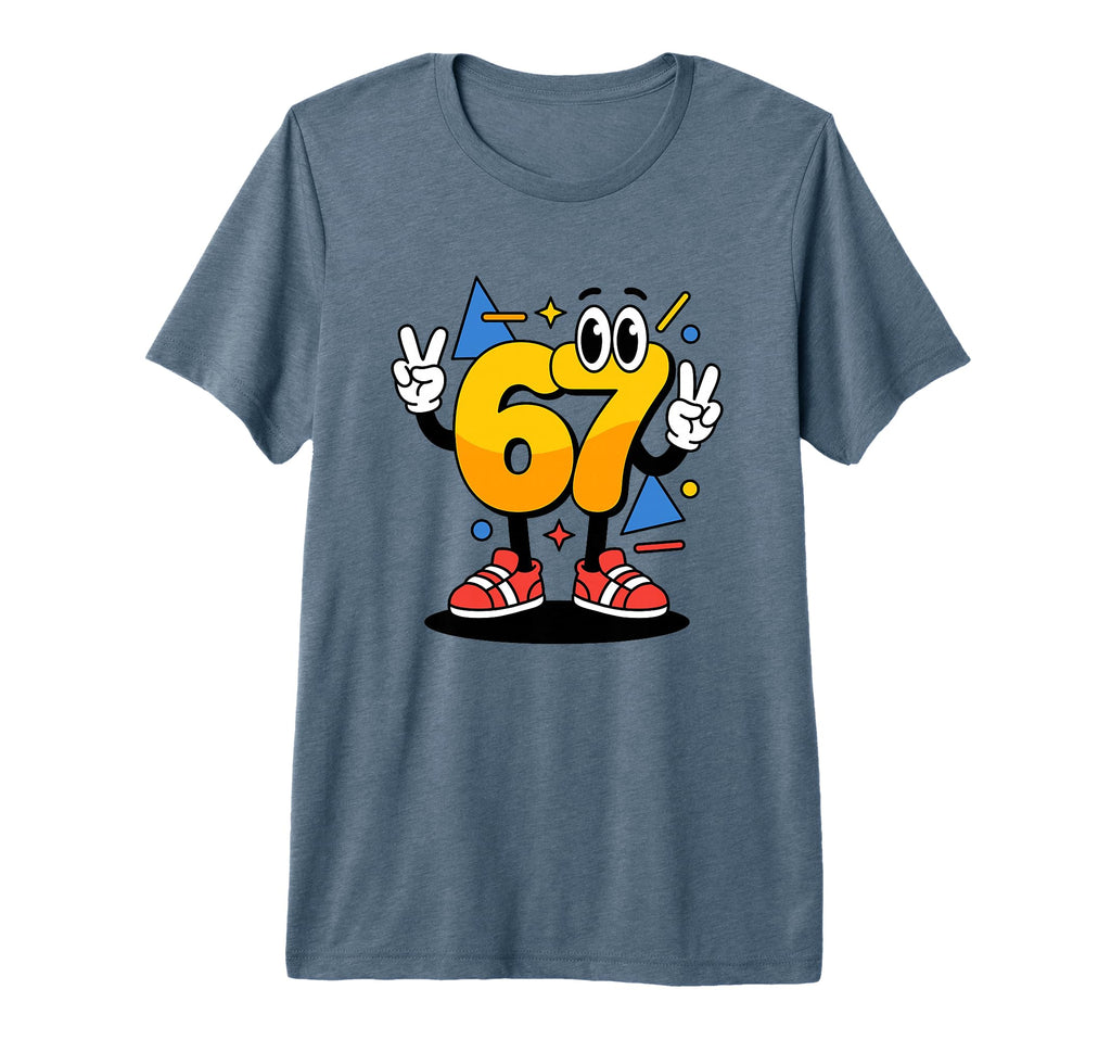 90S Cartoon Mascot Number 67 T-Shirt - Casual Everyday Wear Men Women - T-Shirt, Sweatshirt, Hoodie
