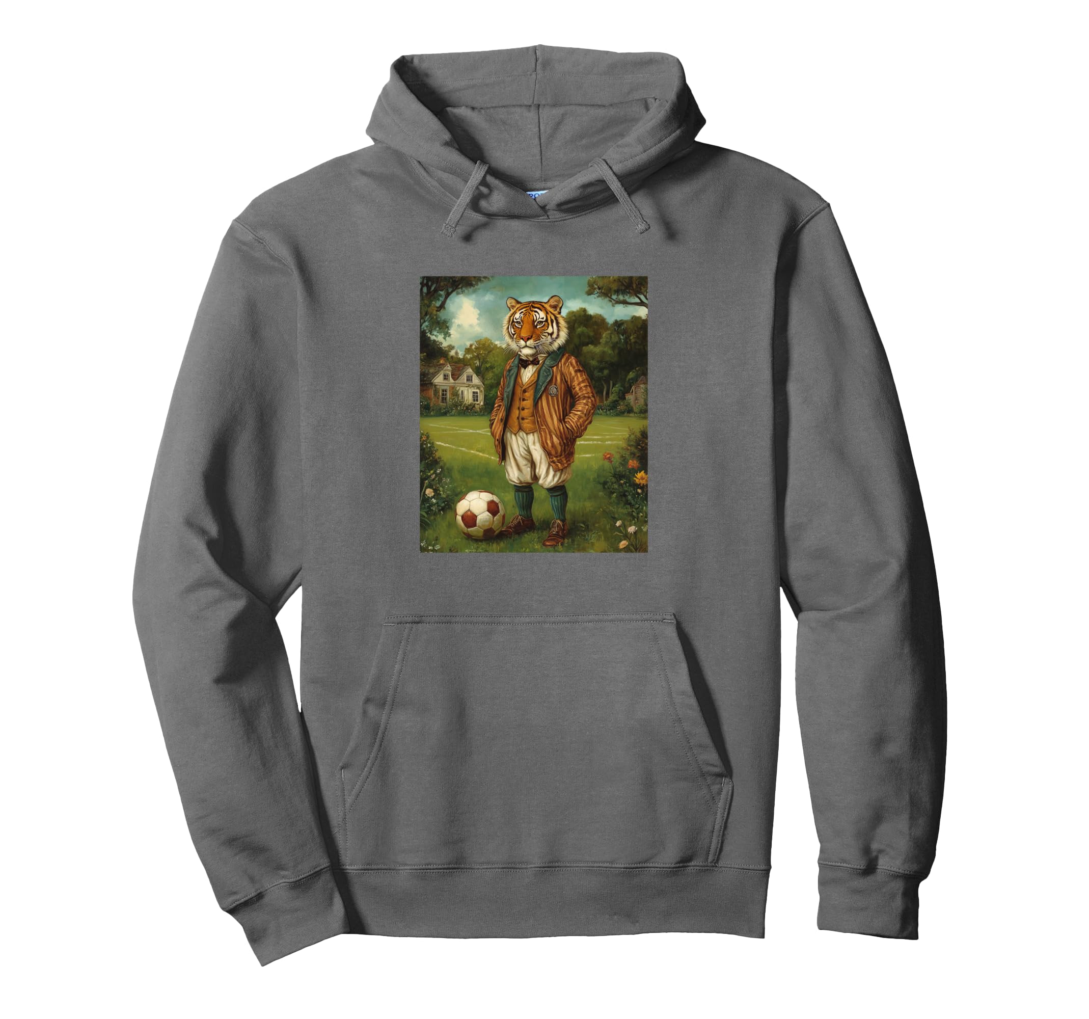 Funny Tiger Playing Soccer Weird Tiger Hoodie - Aesthetic Graphic Unisex - T-Shirt, Sweatshirt, Hoodie