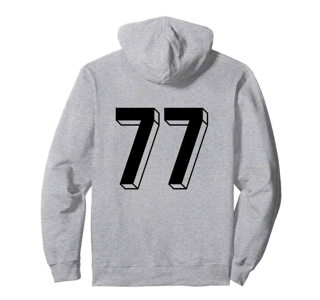 Number 77 Backside 80S 90S Team Jersey Hoodie - Minimalist Print Men Women - T-Shirt, Sweatshirt, Hoodie
