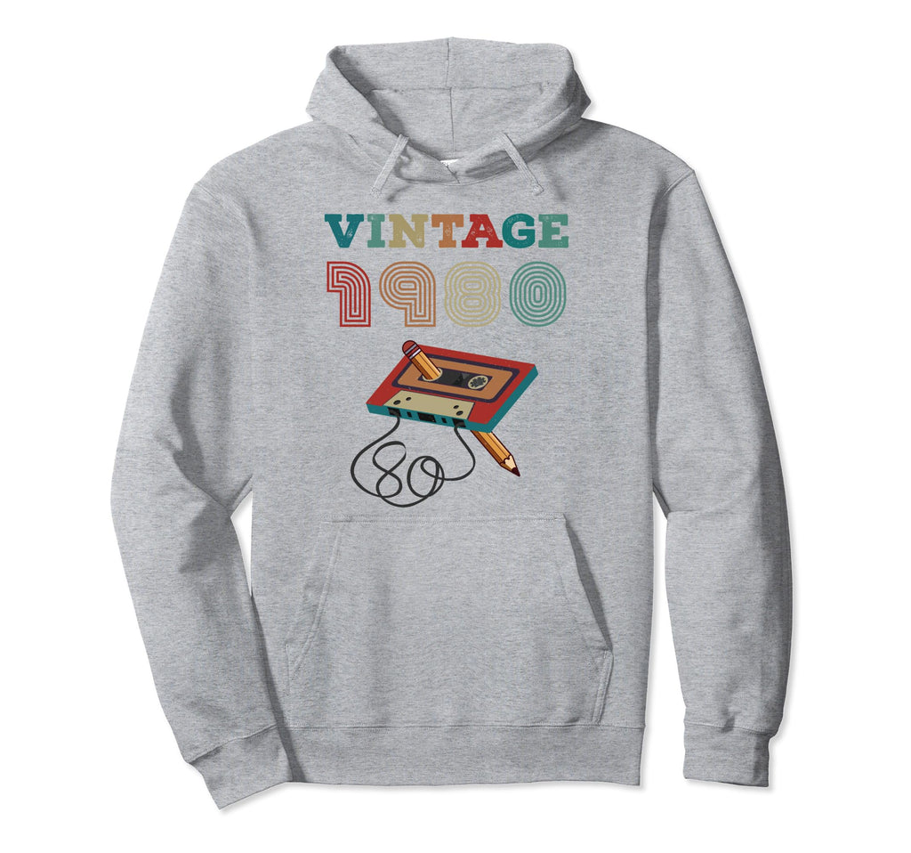 1980 Cassette Tape Pencil Born 1980 Hoodie - Novelty Apparel for Adults - T-Shirt, Sweatshirt, Hoodie
