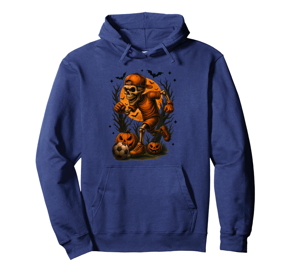 Halloween Skeleton Playing Soccer Hoodie - Trendy Graphic Men Women - T-Shirt, Sweatshirt, Hoodie