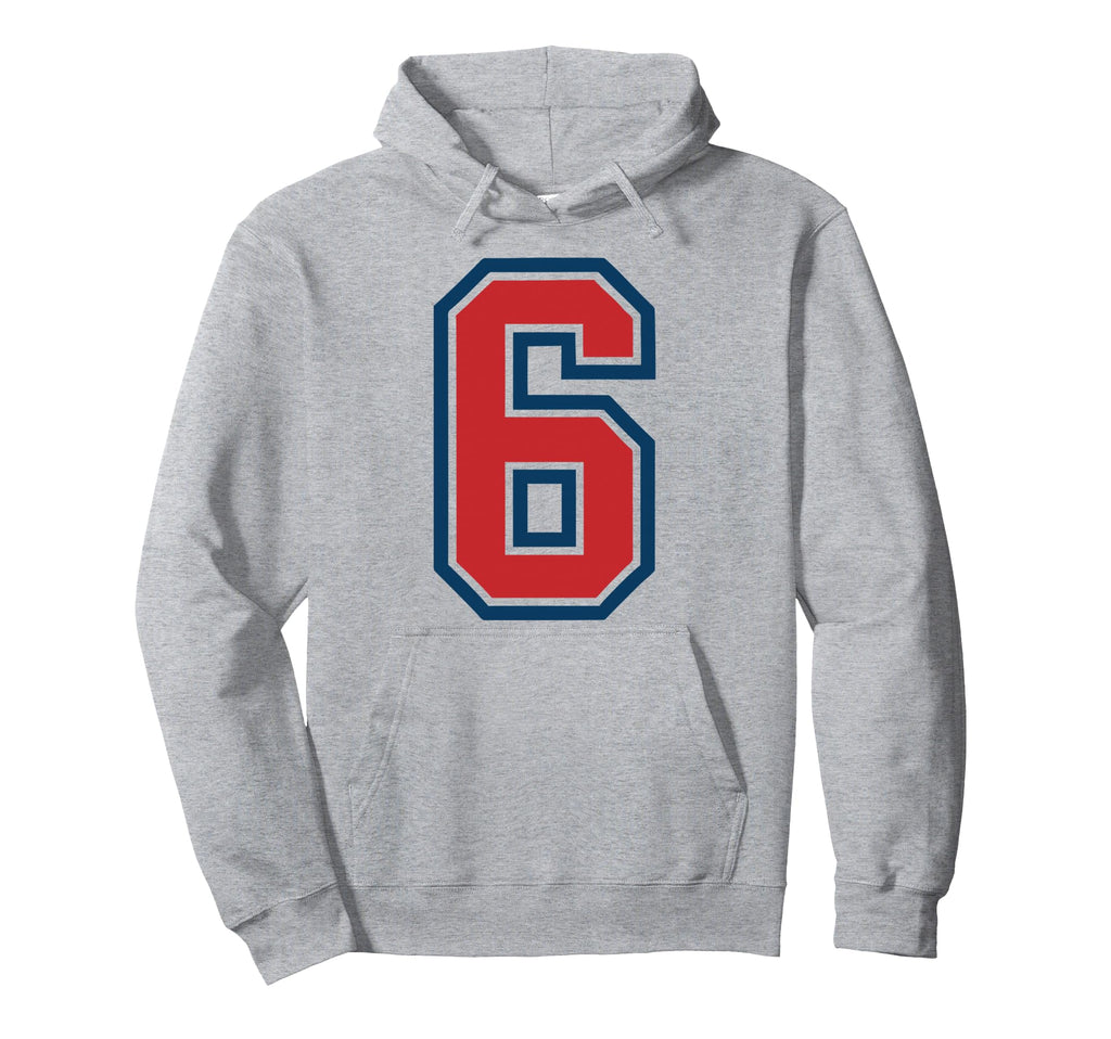 Red And Blue Sports Number 6 Jersey Hoodie - Unique Graphic for Adults - T-Shirt, Sweatshirt, Hoodie