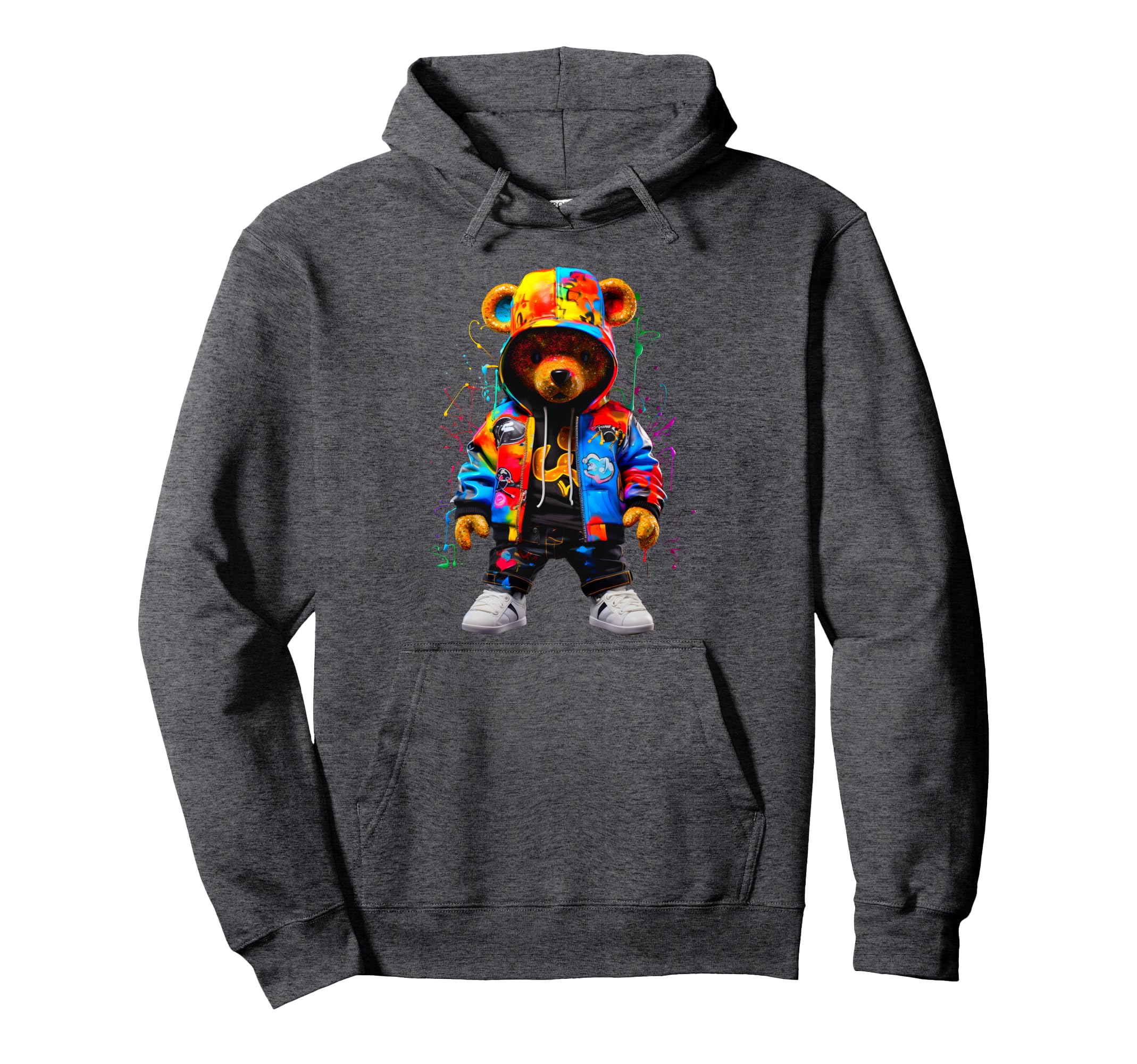 Hip Hop Bear Colorful Teddy Bear Hoodie - Unique Graphic for Adults - T-Shirt, Sweatshirt, Hoodie