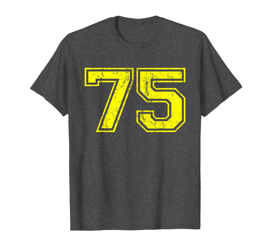 Number 75 Varsity Distressed Sport T-Shirt - Trendy Graphic for Adults - T-Shirt, Sweatshirt, Hoodie