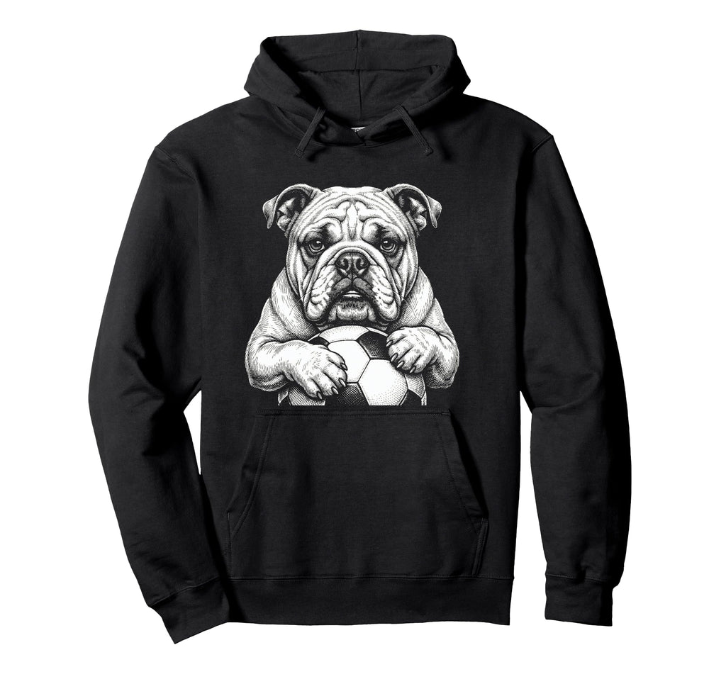 Ball Mascot Black And White Bulldog Soccer Hoodie - Custom Art Print Unisex - T-Shirt, Sweatshirt, Hoodie