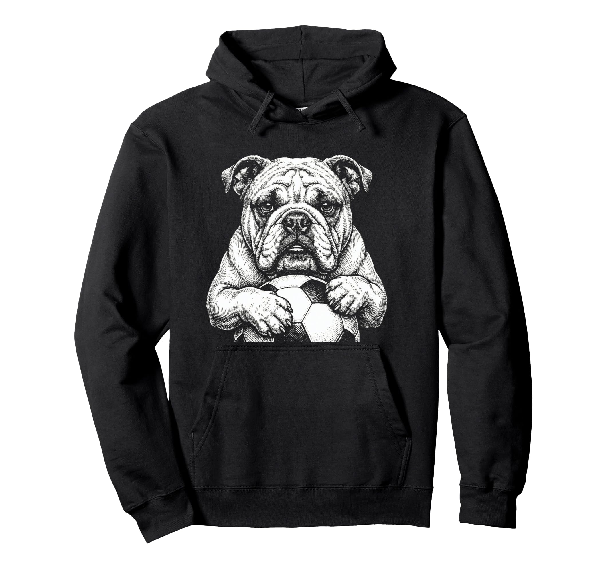 Ball Mascot Black And White Bulldog Soccer Hoodie - Custom Art Print Unisex - T-Shirt, Sweatshirt, Hoodie