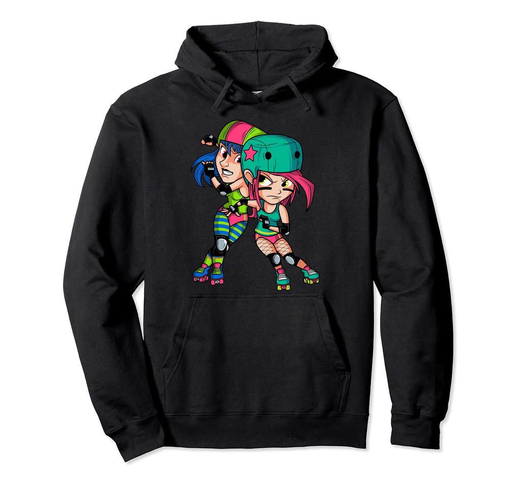 Funny Roller Derby 70S 80S Skating Skater Hoodie - Unique Graphic Unisex - T-Shirt, Sweatshirt, Hoodie