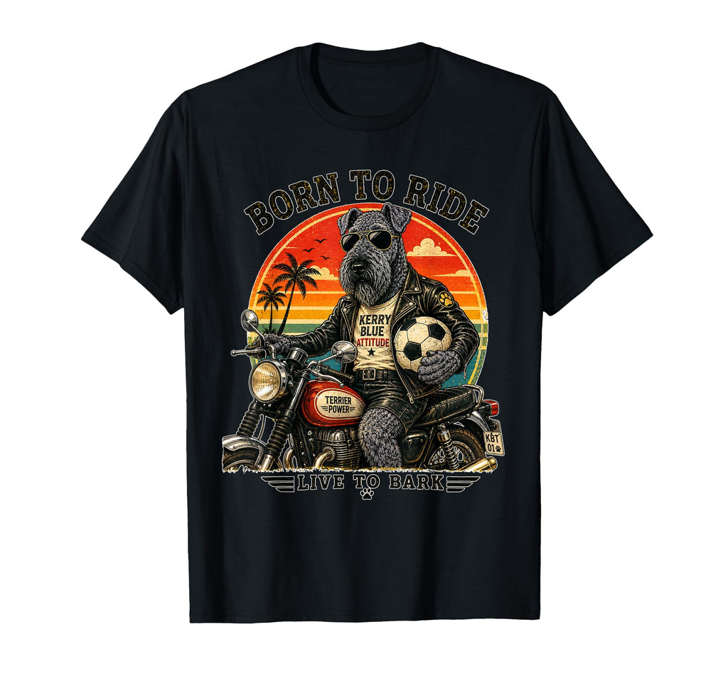Kerry Blue Terrier Motorbike Love T-Shirt - Fun Novelty Design Unisex - T-Shirt, Sweatshirt, Hoodie
