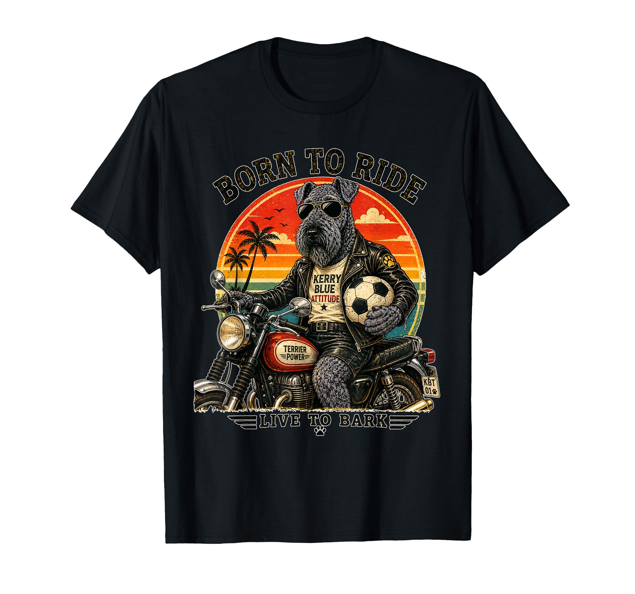 Kerry Blue Terrier Motorbike Love T-Shirt - Fun Novelty Design Unisex - T-Shirt, Sweatshirt, Hoodie