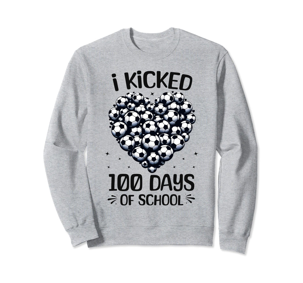 100 Days School Soccer Heart Love 100Th Sweatshirt - Unique Graphic Unisex - T-Shirt, Sweatshirt, Hoodie