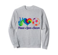 Soccer Tie Dye Peace Love Soccer Player Sweatshirt - Graphic Print Unisex - T-Shirt, Sweatshirt, Hoodie