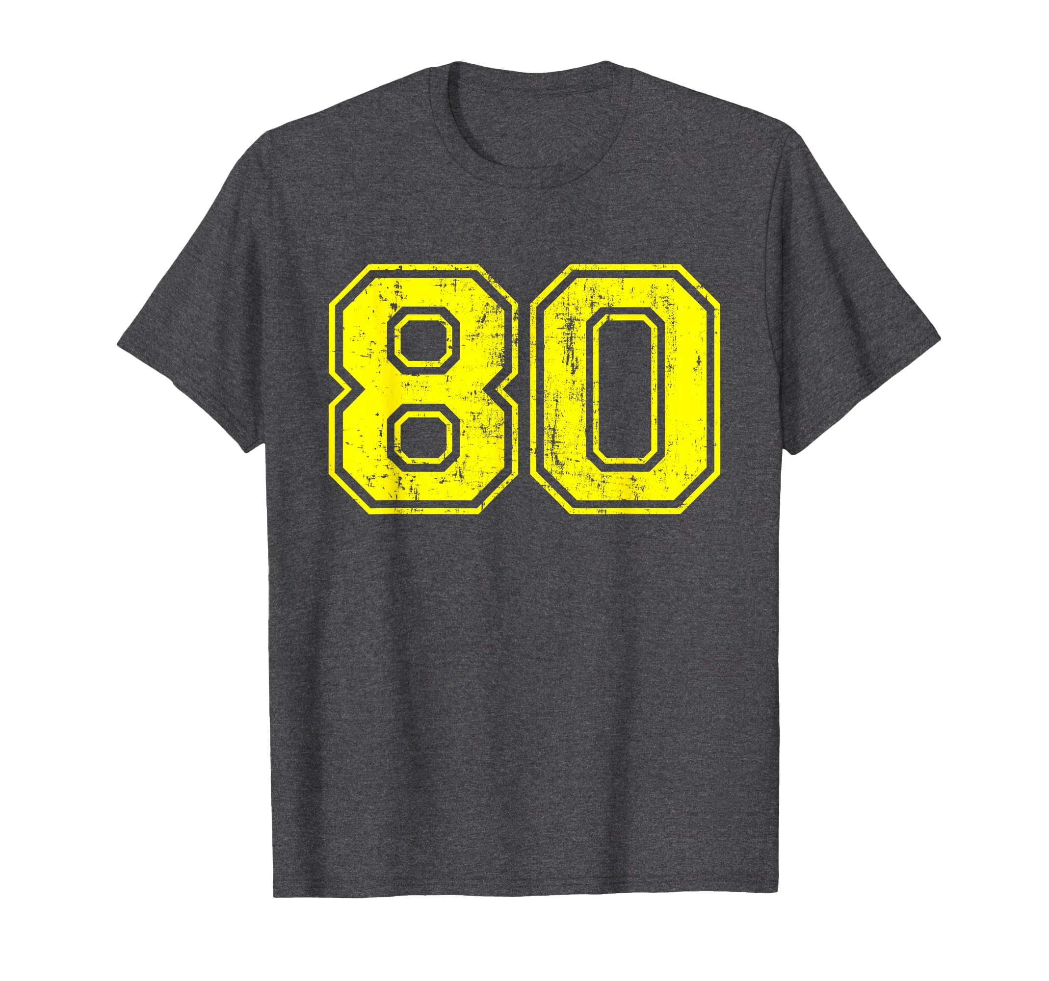 Number 80 Varsity Distressed Sport Team T-Shirt - Unique Graphic Men Women - T-Shirt, Sweatshirt, Hoodie