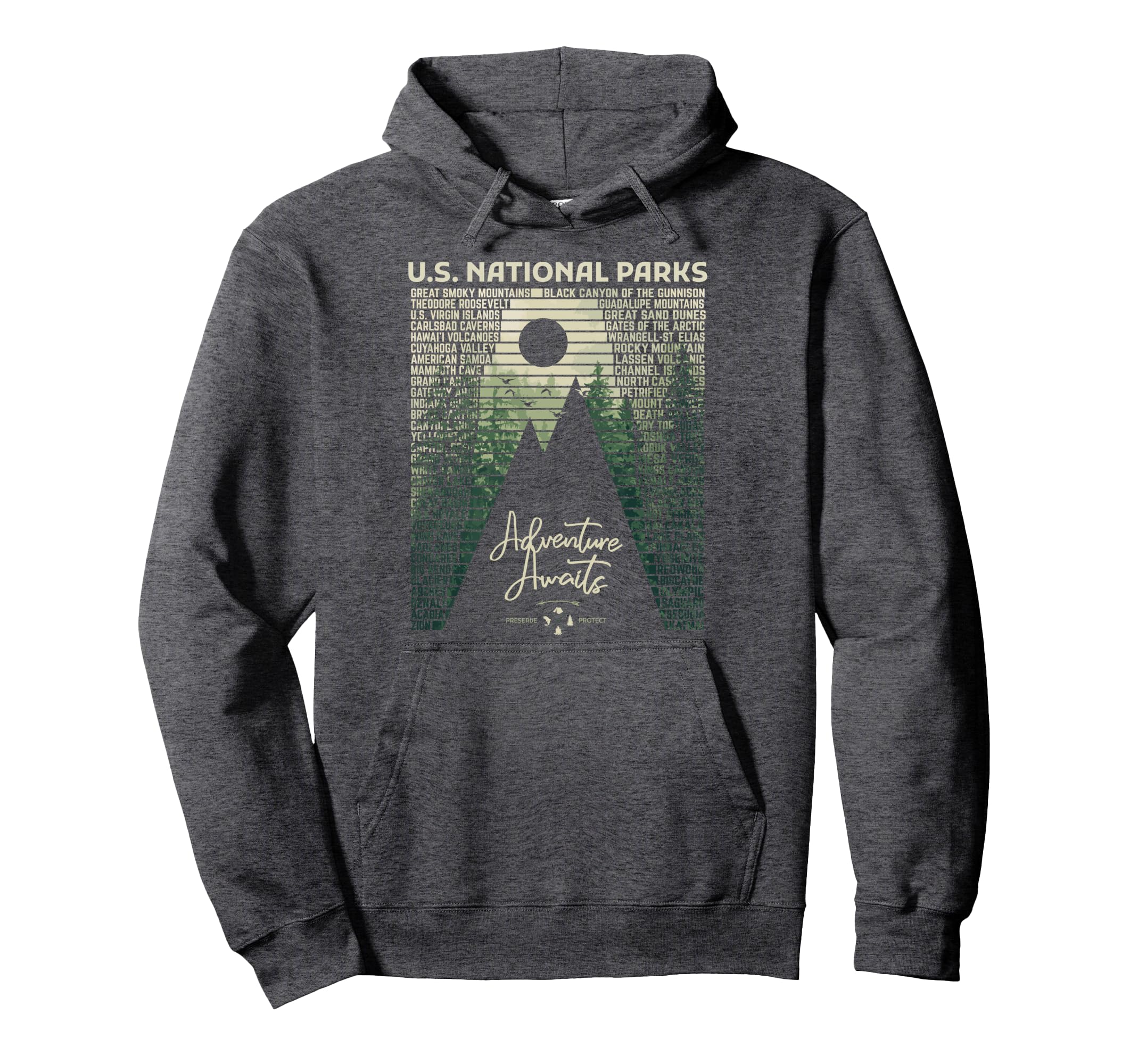 National Parks List Us Park Camping Hoodie - Novelty Apparel for Adults - T-Shirt, Sweatshirt, Hoodie