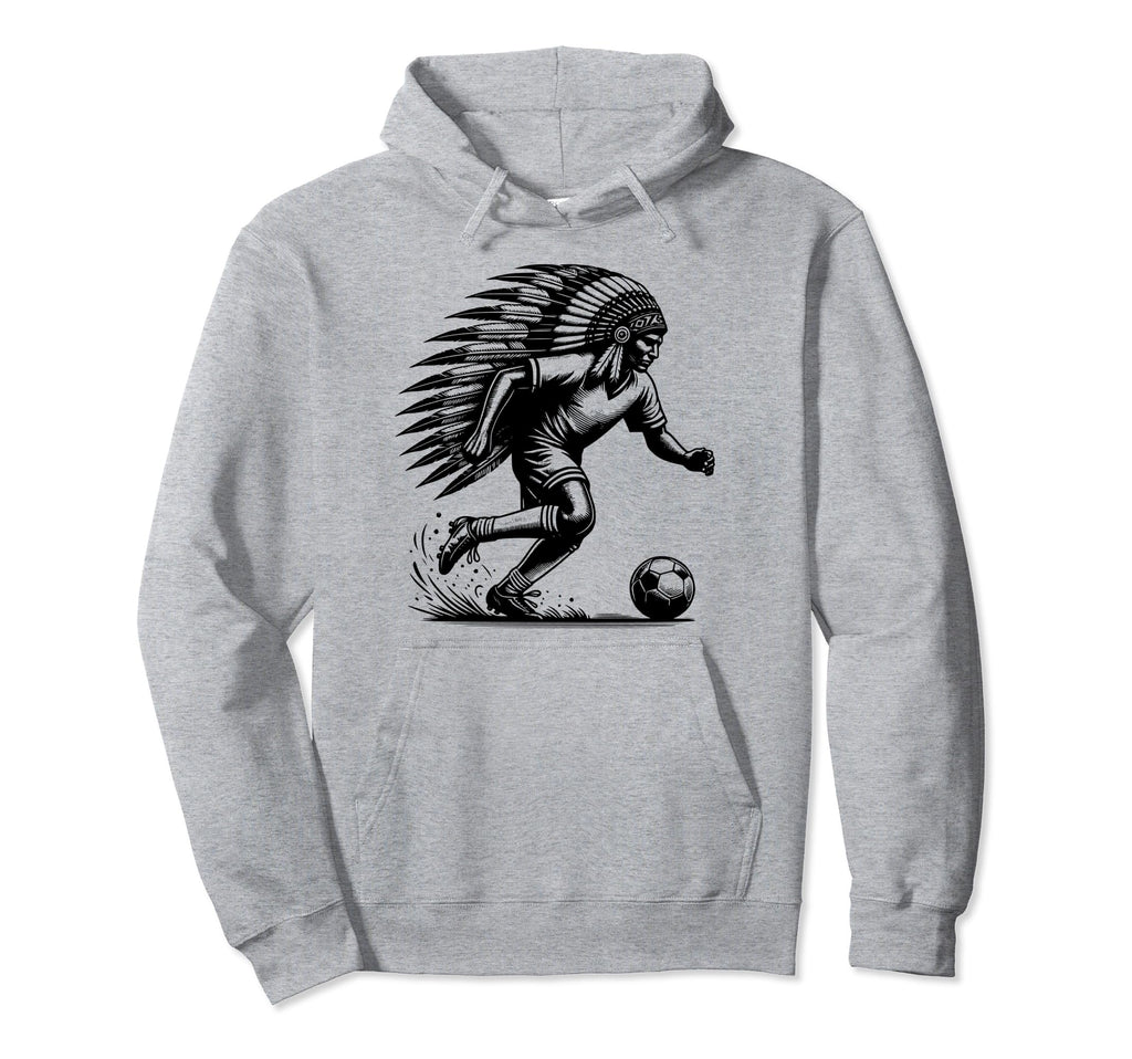 Funny Native American Player Sunset Soccer Hoodie - Trendy Graphic Unisex - T-Shirt, Sweatshirt, Hoodie