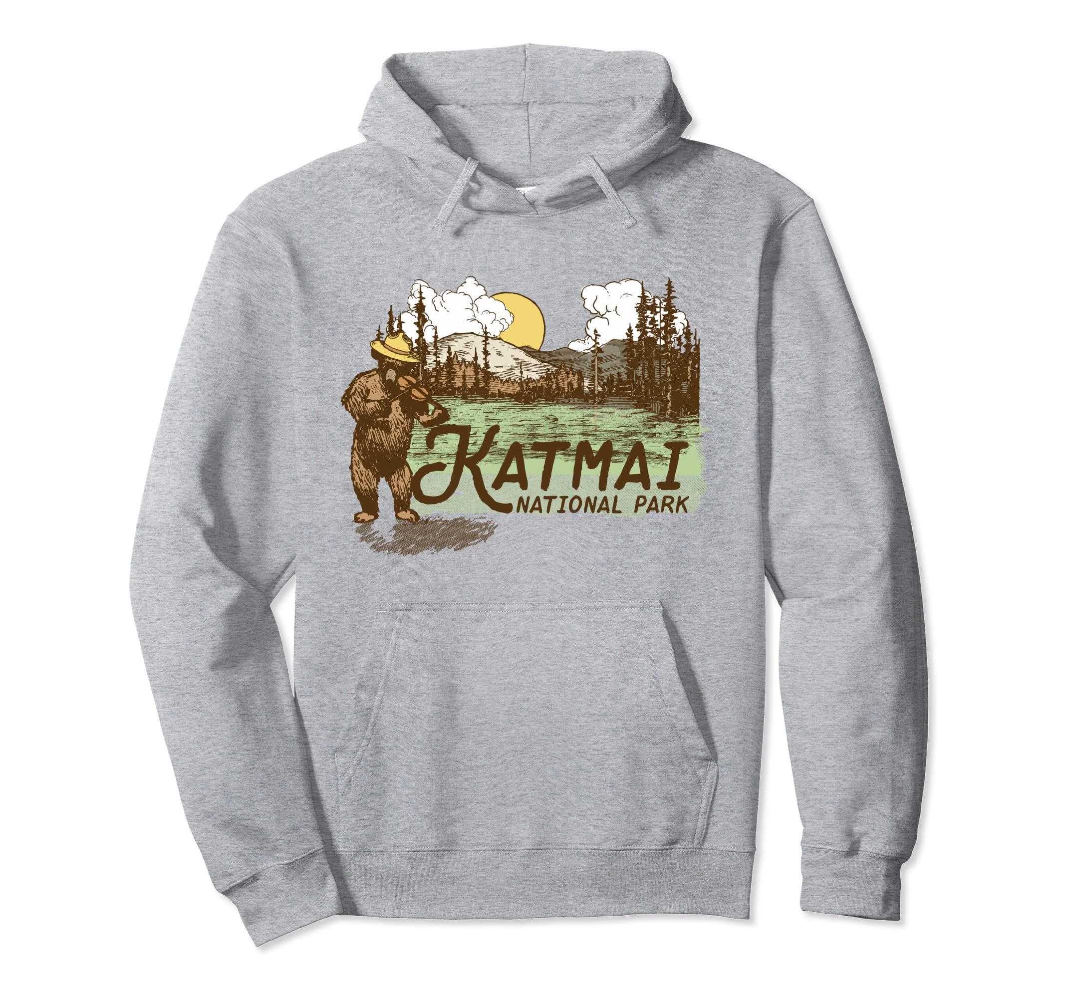 Katmai National Park Alaska Fiddle Bear Hoodie - Novelty Apparel Unisex - T-Shirt, Sweatshirt, Hoodie
