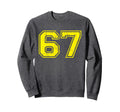 Number 67 Varsity Distressed Sport Sweatshirt - Novelty Apparel Men Women - T-Shirt, Sweatshirt, Hoodie