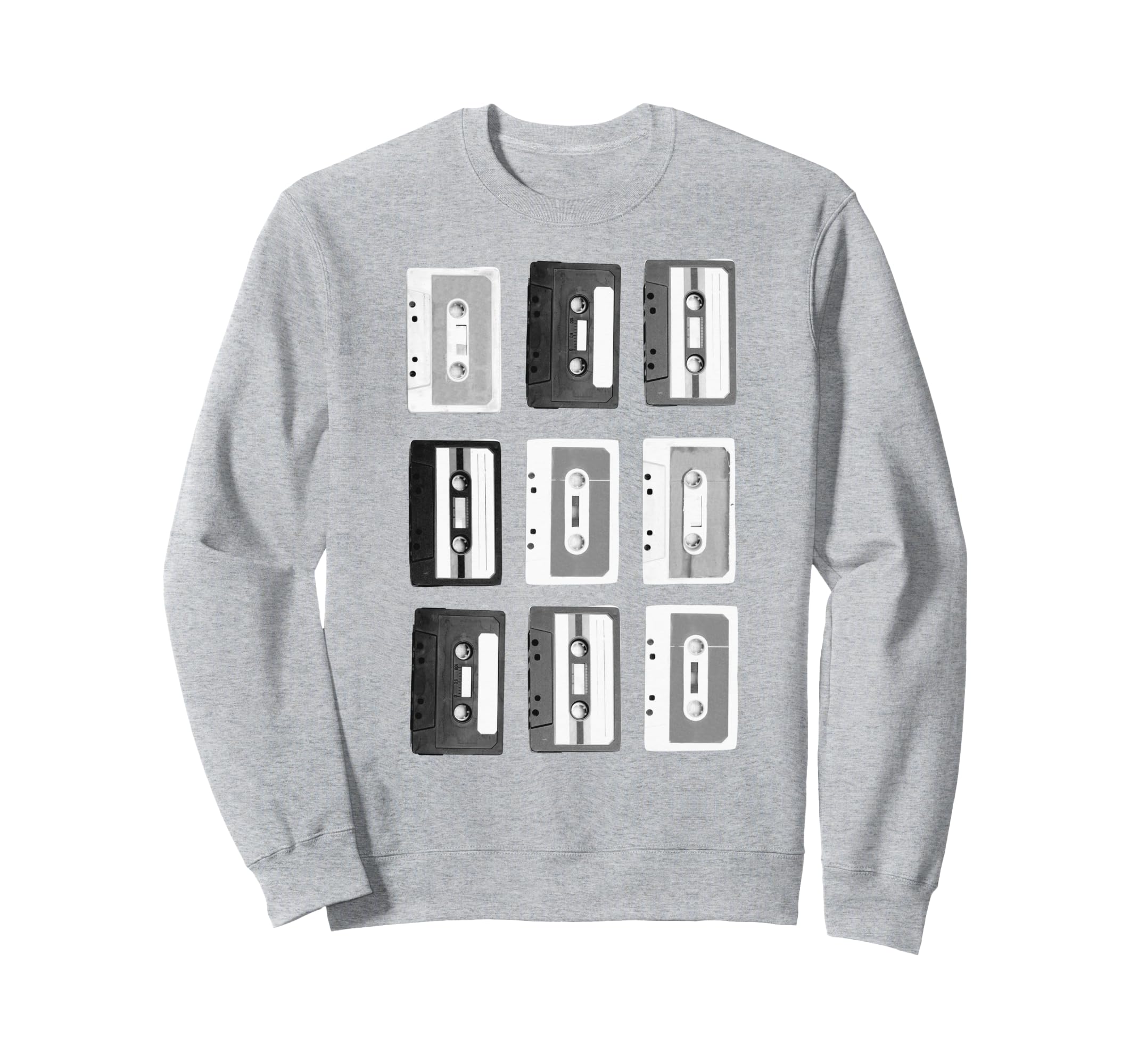 Trendy Cassette Tapes Grid Sweatshirt - Fun Novelty Design Men Women - T-Shirt, Sweatshirt, Hoodie