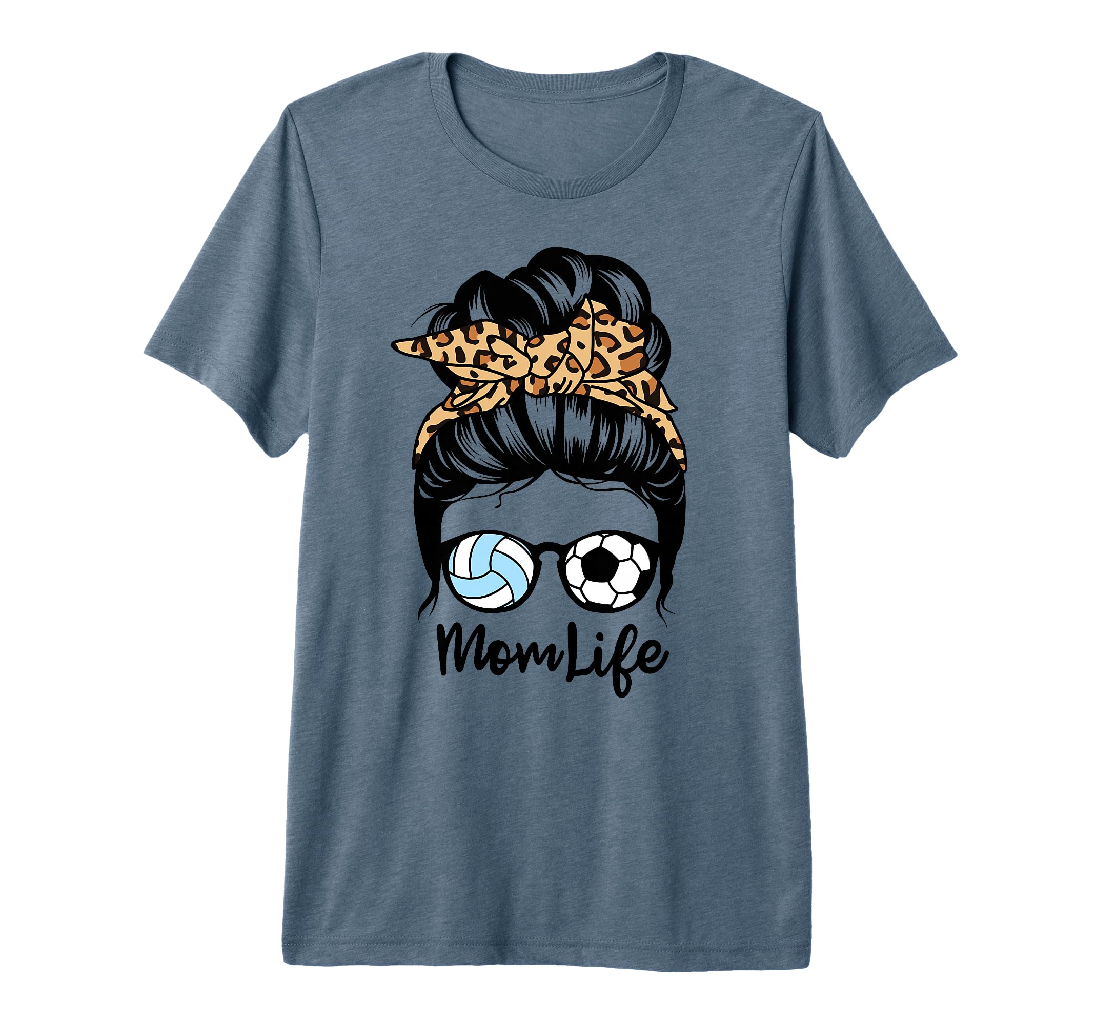 Mom Life Messy Bun Hair Funny Soccer T-Shirt - Minimalist Print for Adults - T-Shirt, Sweatshirt, Hoodie
