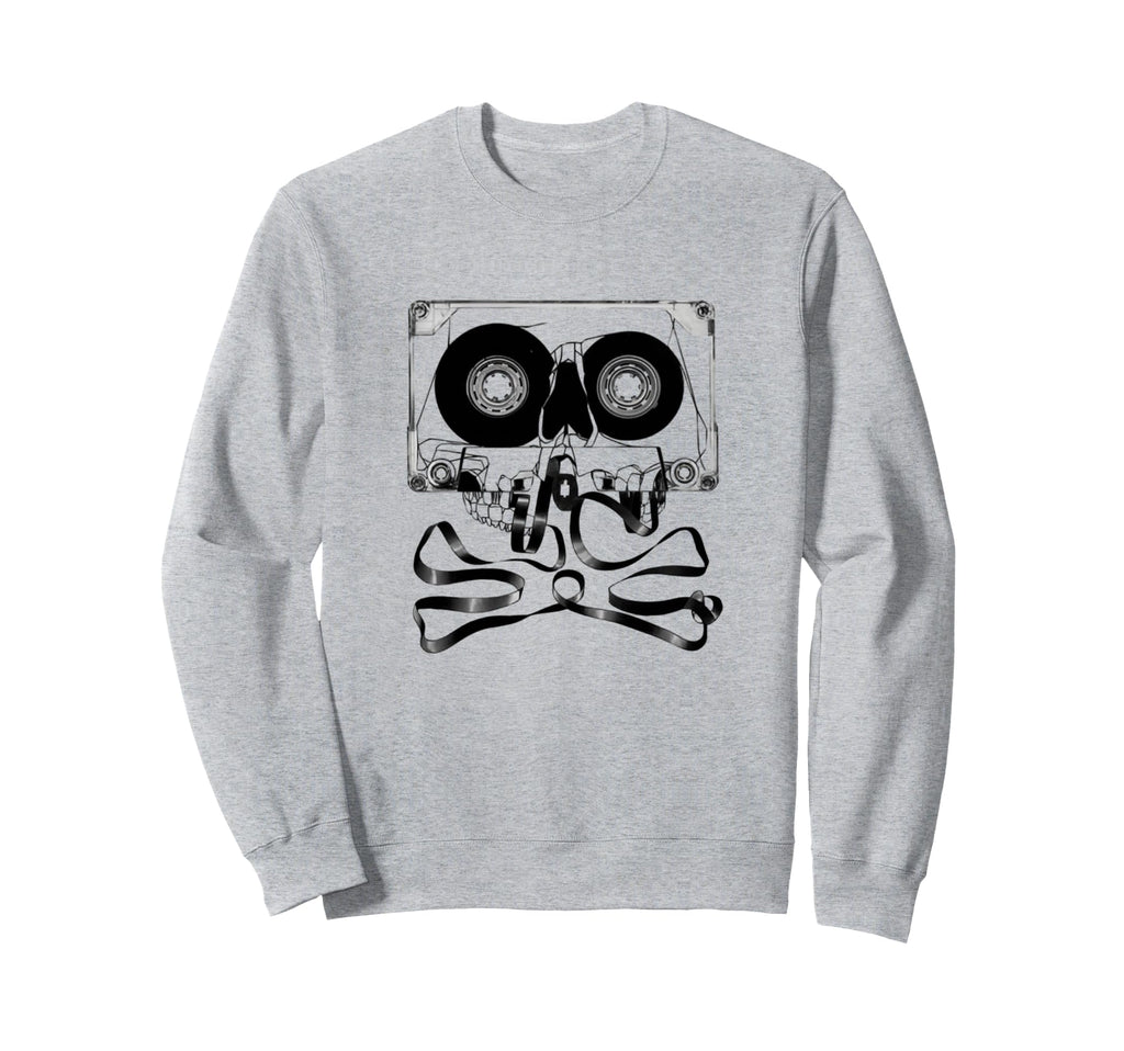 Cassette Tape Skull And Crossbones Sweatshirt - Novelty Apparel for Adults - T-Shirt, Sweatshirt, Hoodie