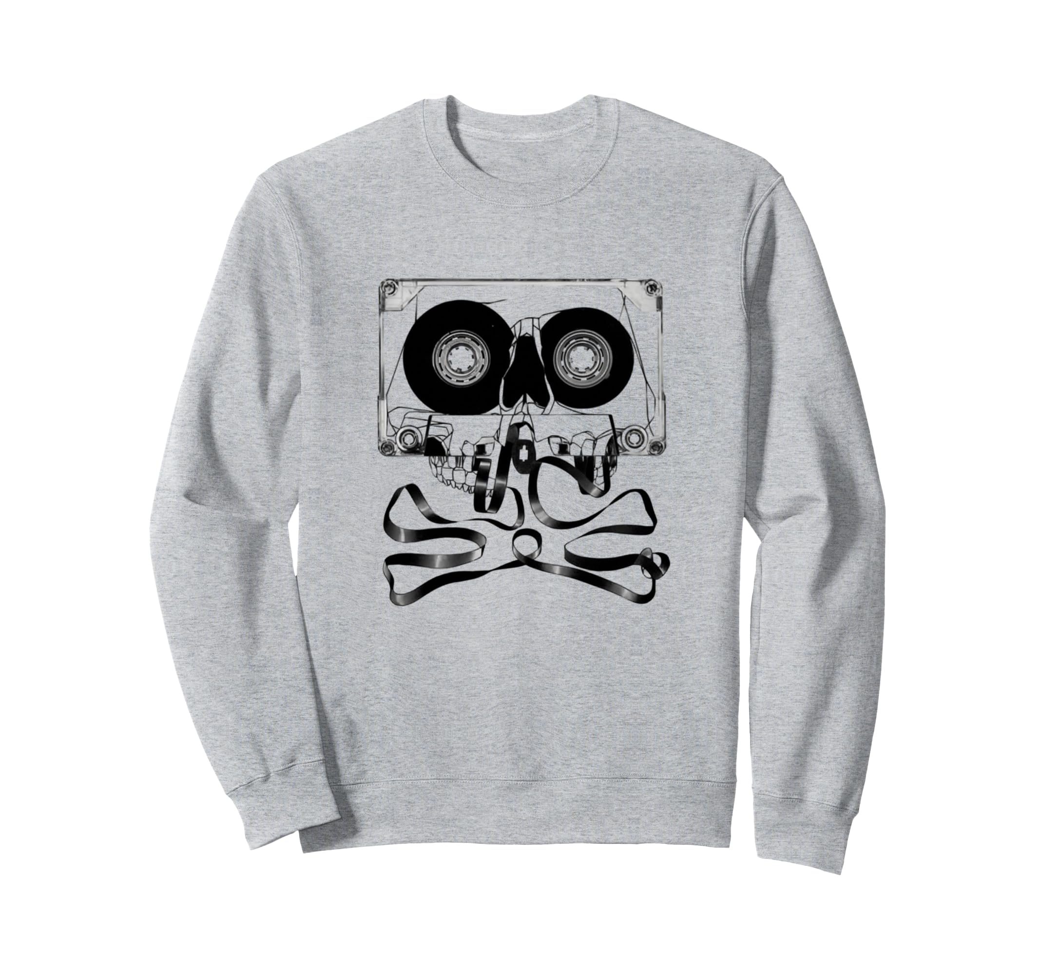 Cassette Tape Skull And Crossbones Sweatshirt - Novelty Apparel for Adults - T-Shirt, Sweatshirt, Hoodie