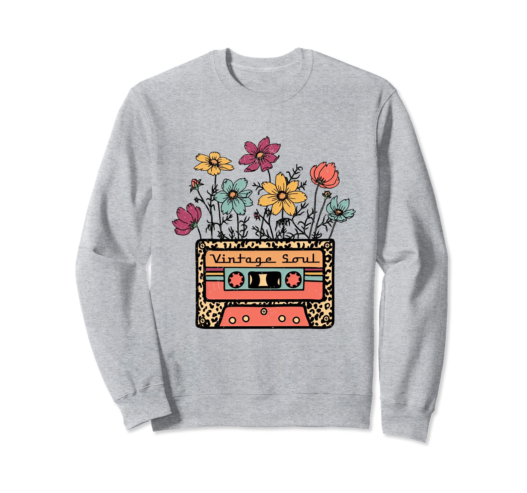 Funny Soul Leopard Cassette Tape Sweatshirt - Minimalist Print for Adults - T-Shirt, Sweatshirt, Hoodie