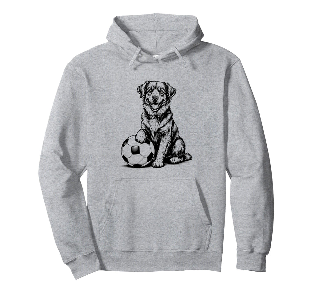 Dog Soccer Ball Simple Funny Black Hoodie - Fun Novelty Design Men Women - T-Shirt, Sweatshirt, Hoodie