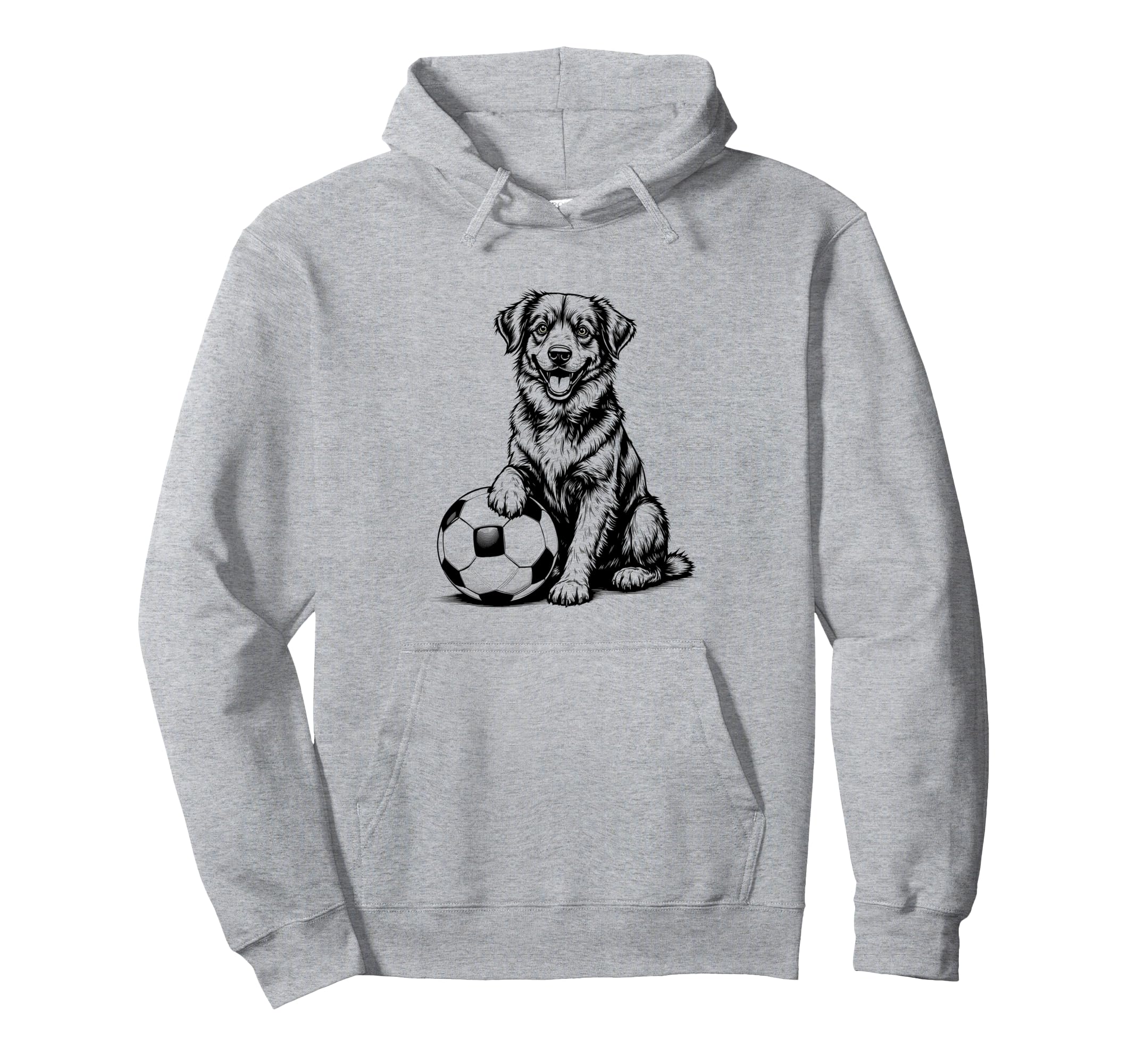 Dog Soccer Ball Simple Funny Black Hoodie - Fun Novelty Design Men Women - T-Shirt, Sweatshirt, Hoodie
