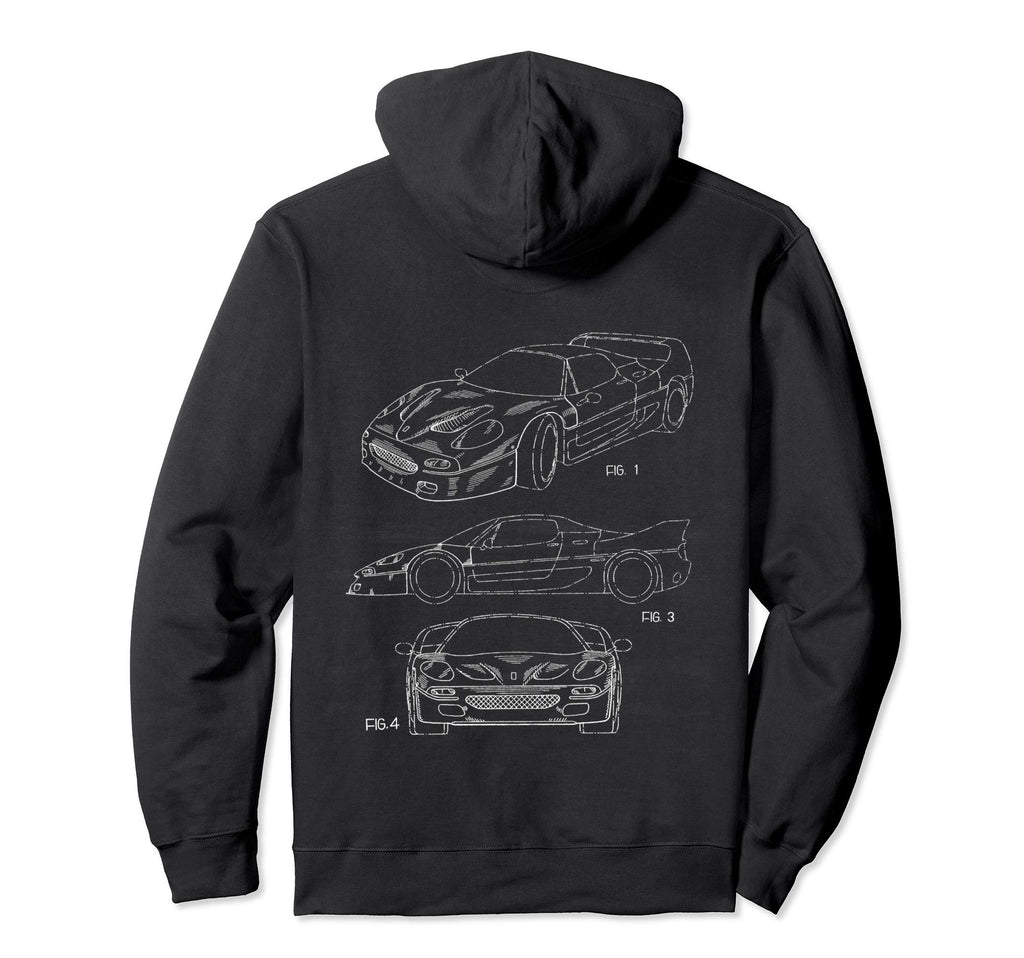 Sports Car Patent Hoodie - Novelty Apparel Unisex - T-Shirt, Sweatshirt, Hoodie