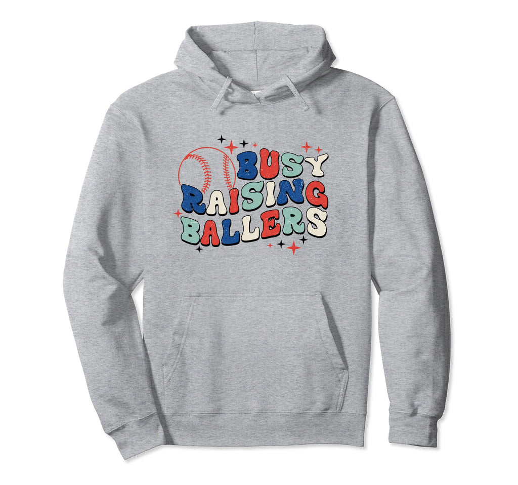 Busy Raising Ballers Baseball Love Hoodie - Minimalist Print for Adults - T-Shirt, Sweatshirt, Hoodie