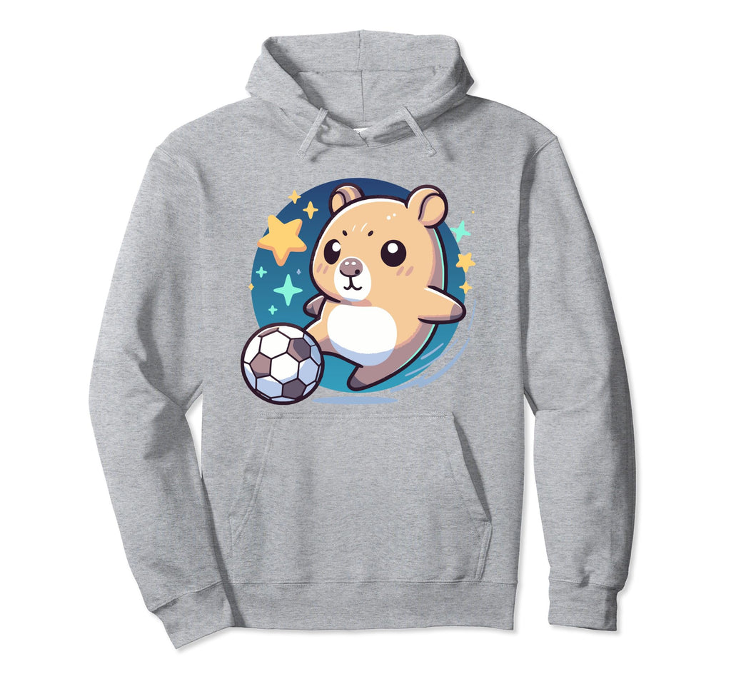 Hamster Soccer Player Kicking Soccer Hoodie - Trendy Graphic for Adults - T-Shirt, Sweatshirt, Hoodie