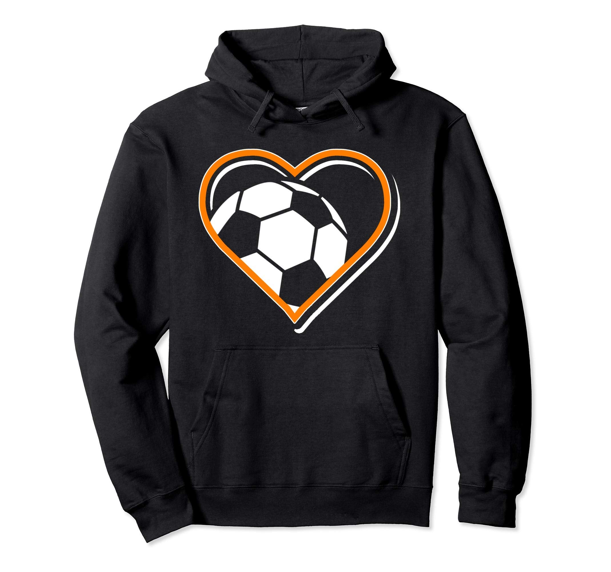 Orange Soccer Heart Soccer Lovers Hoodie - Unique Graphic Unisex - T-Shirt, Sweatshirt, Hoodie