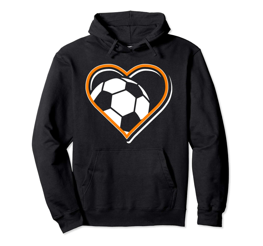 Orange Soccer Heart Soccer Lovers Hoodie - Trendy Graphic Men Women - T-Shirt, Sweatshirt, Hoodie