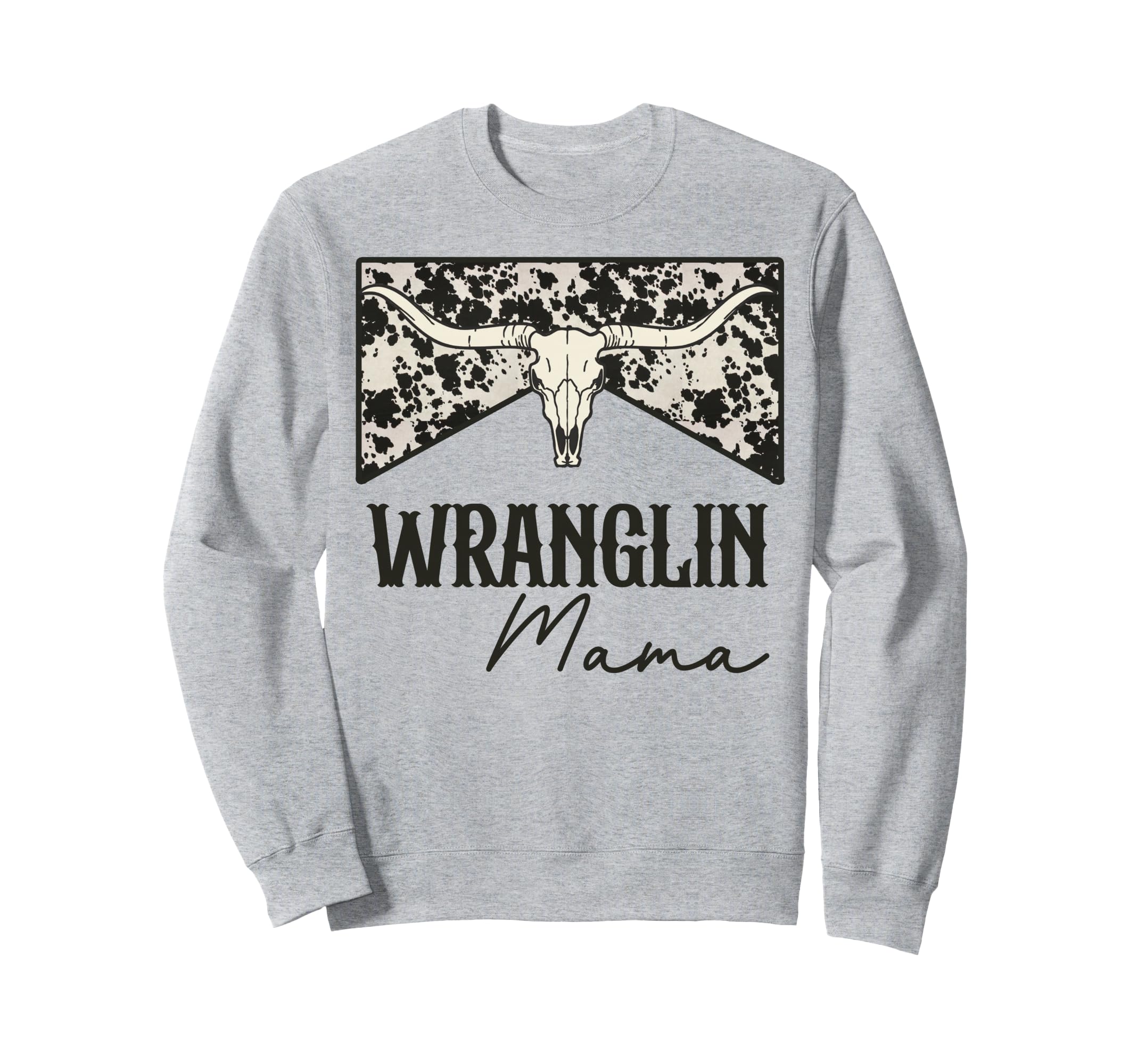 Wranglin Mama Bull Skull Leopard Sweatshirt - Graphic Print for Adults - T-Shirt, Sweatshirt, Hoodie
