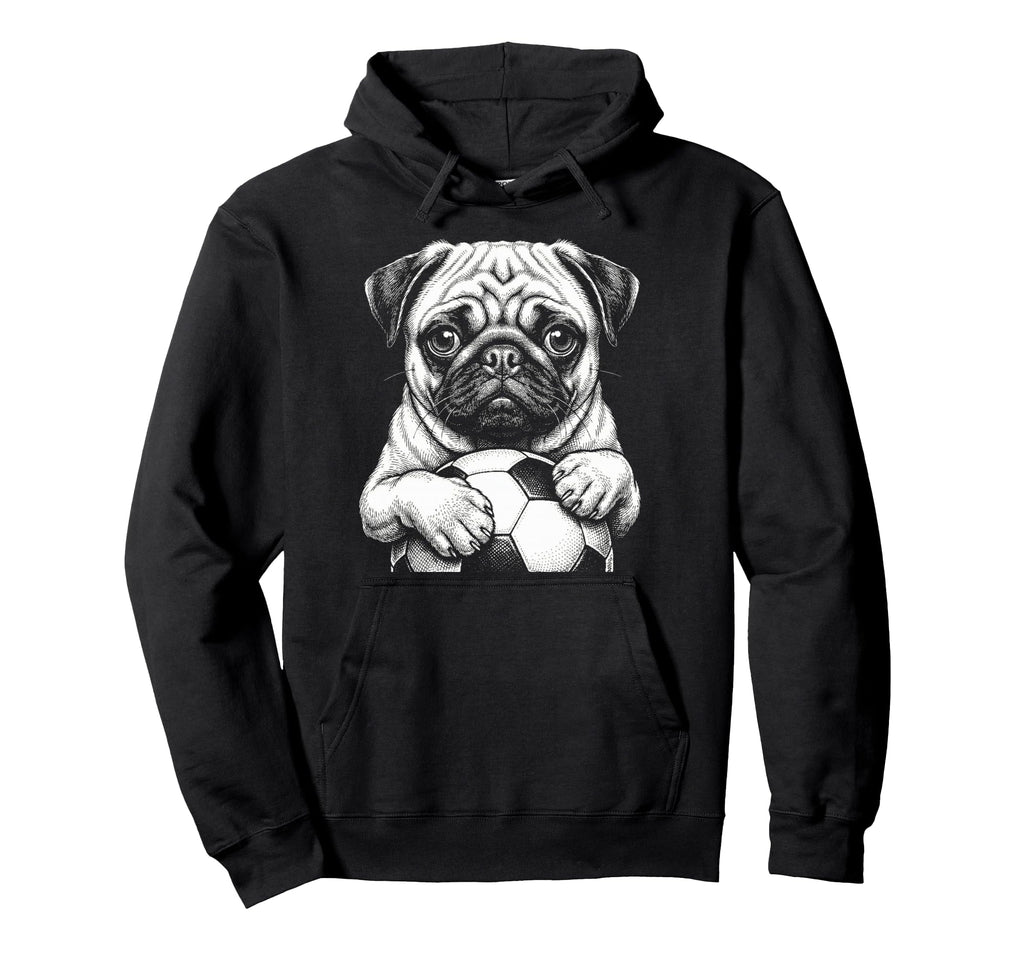 Fans Ball Mascot Black And White Dog Pug Hoodie - Minimalist Print Unisex - T-Shirt, Sweatshirt, Hoodie