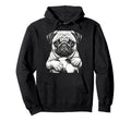 Fans Ball Mascot Black And White Dog Pug Hoodie - Minimalist Print Unisex - T-Shirt, Sweatshirt, Hoodie