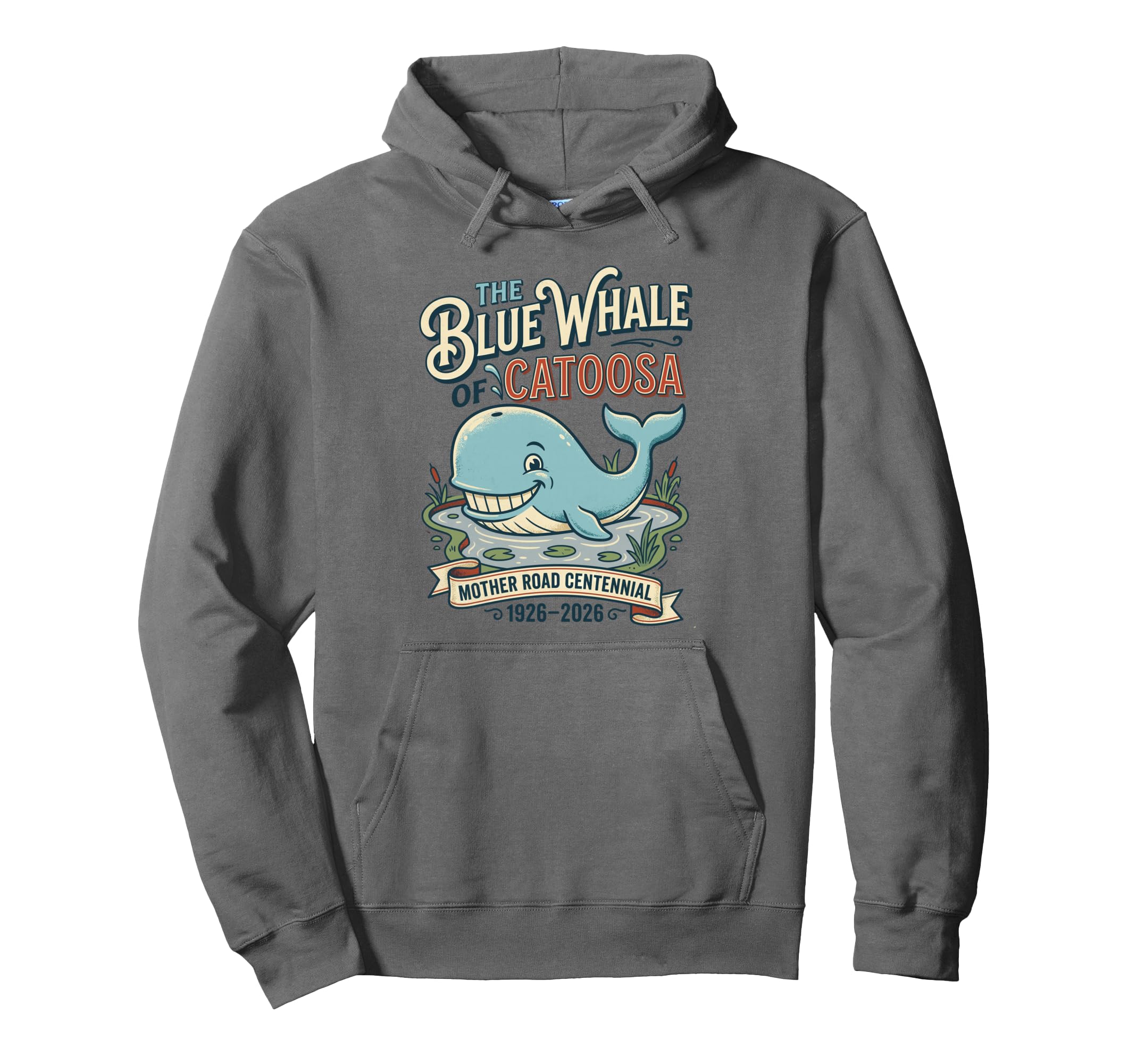 Giant Whale Route 66 Highway Hoodie - Fun Novelty Design Men Women - T-Shirt, Sweatshirt, Hoodie