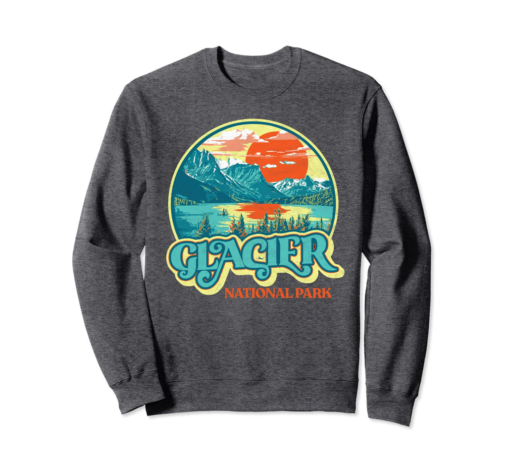 Glacier National Park Montana 80S Sweatshirt - Fun Novelty Design Men Women - T-Shirt, Sweatshirt, Hoodie