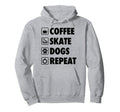 Coffee Skate Dogs Repeat Roller Hoodie - Aesthetic Graphic Men Women - T-Shirt, Sweatshirt, Hoodie
