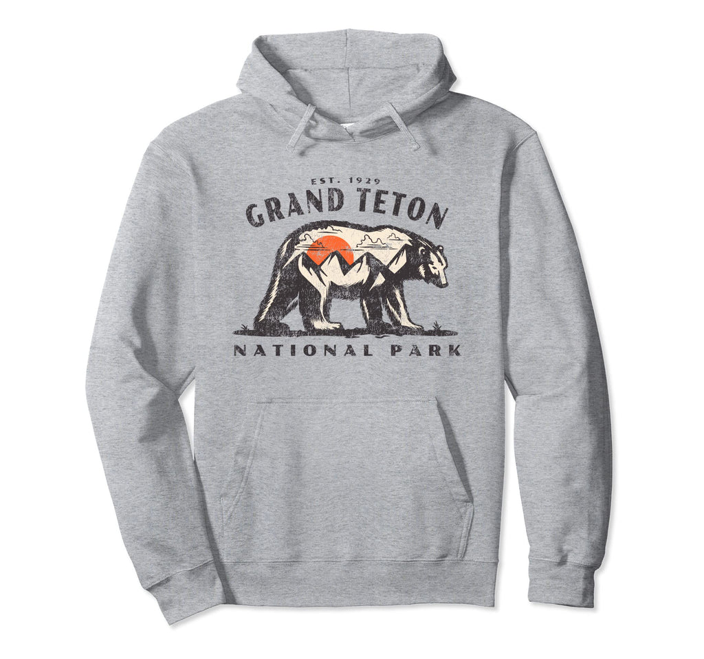 Grand Teton National Park Bear Hoodie - Minimalist Print Men Women - T-Shirt, Sweatshirt, Hoodie