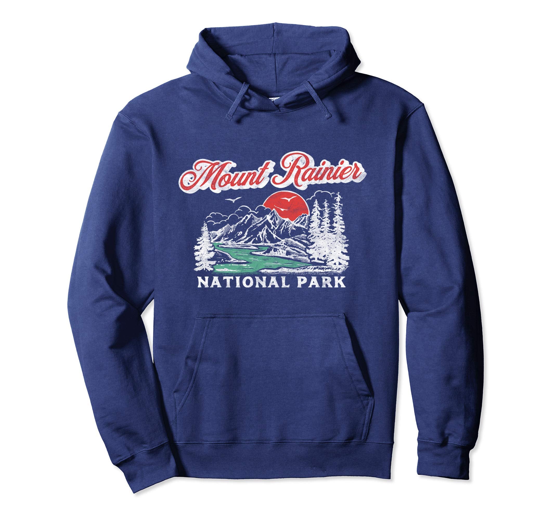 Mount Rainier National Park 80S Mountains Hoodie - Unique Graphic Unisex - T-Shirt, Sweatshirt, Hoodie