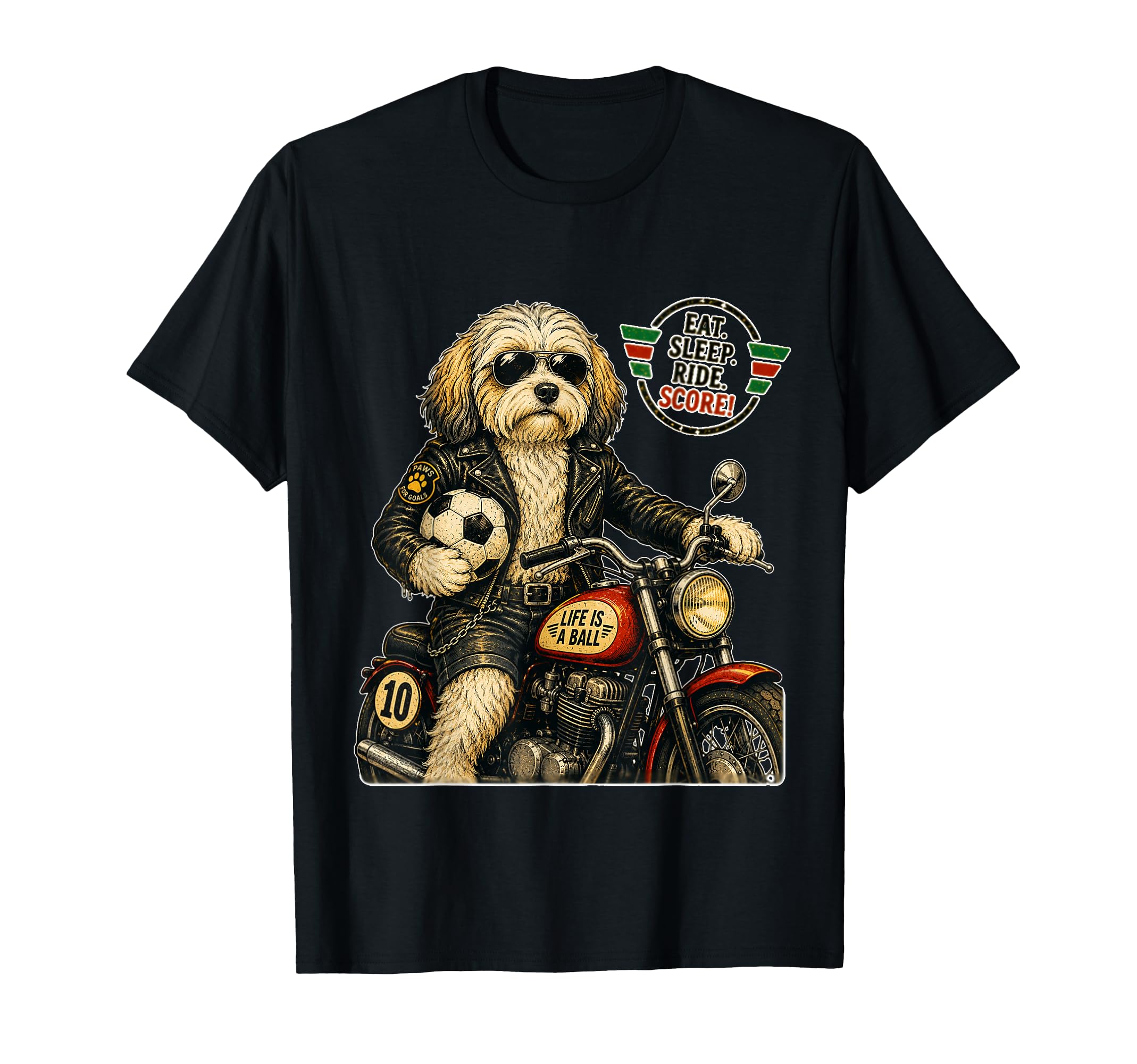 Havanese Motorbike Love Footbal T-Shirt - Casual Everyday Wear Men Women - T-Shirt, Sweatshirt, Hoodie