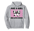 Just Who Loves Soccer Coquette Bow Hoodie - Trendy Graphic Unisex - T-Shirt, Sweatshirt, Hoodie